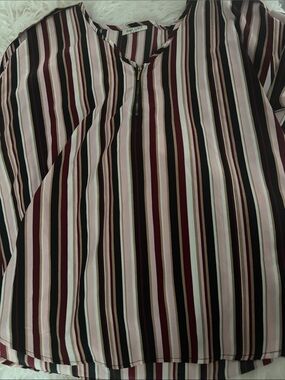 Speed Limit Vertical Stripe Button-Up Shirt in Burgundy, Black & Cream